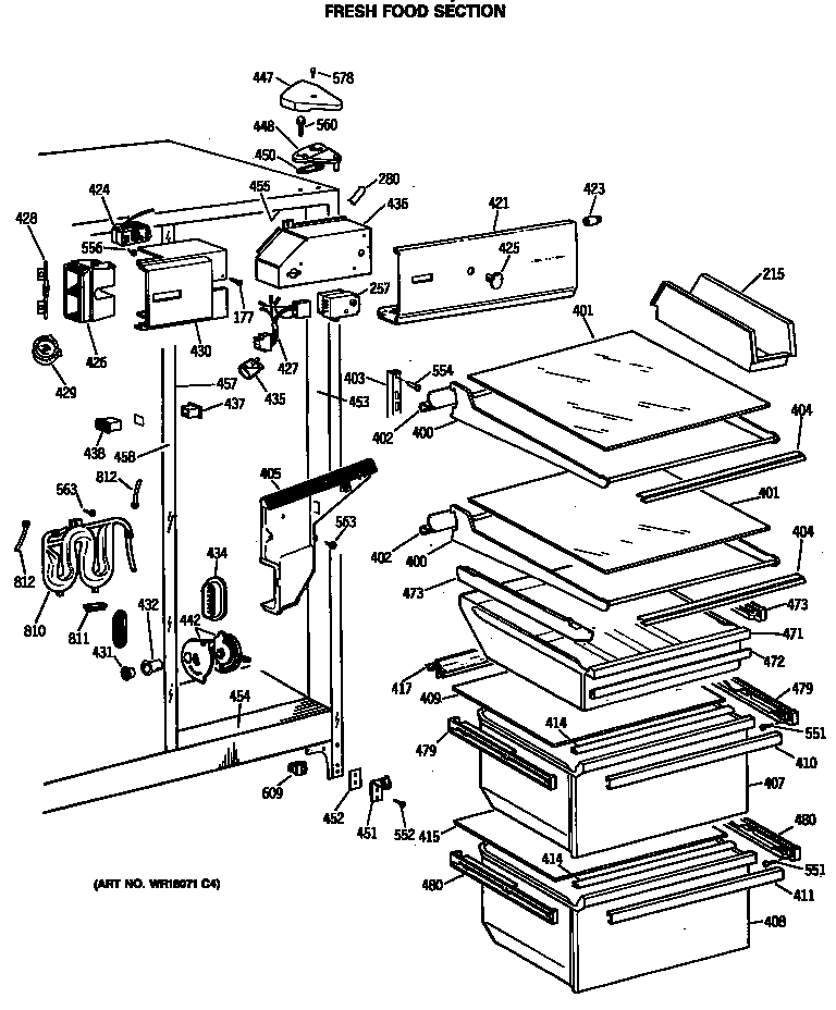 Hotpoint CSX27DRTAAA fresh food section diagram