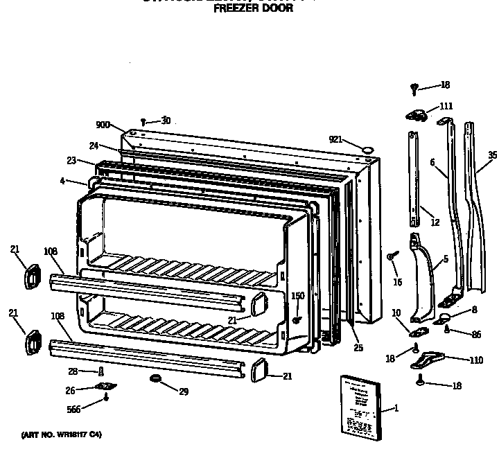 Hotpoint CTX18CASGRAD freezer door diagram