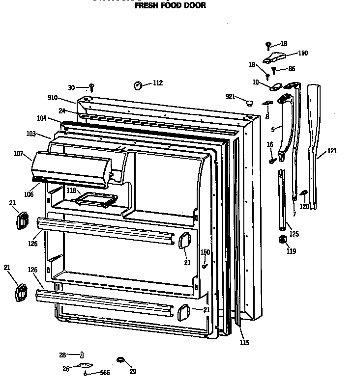 Hotpoint CTX18CASGRAD fresh food door diagram