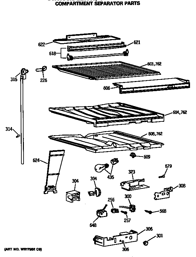 Hotpoint CTX18CASGRAD compartment separator parts diagram