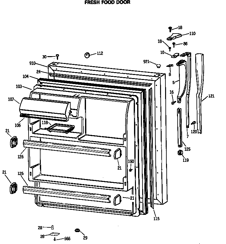 Hotpoint CTX18CISERWW fresh food door diagram