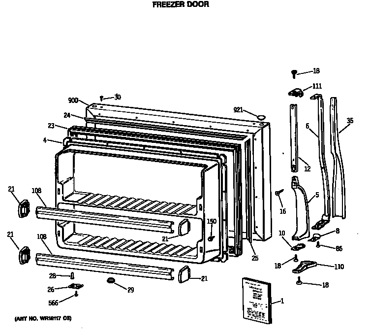 Hotpoint CTX18GASGRAD freezer door diagram