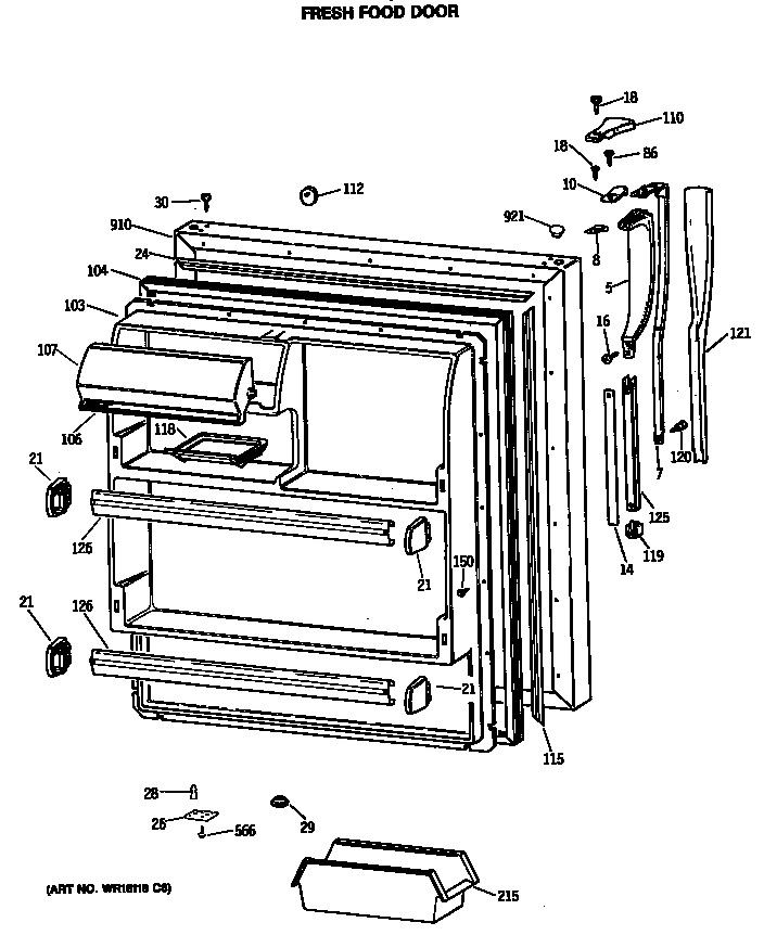 Hotpoint CTX18GASGRAD fresh food door diagram