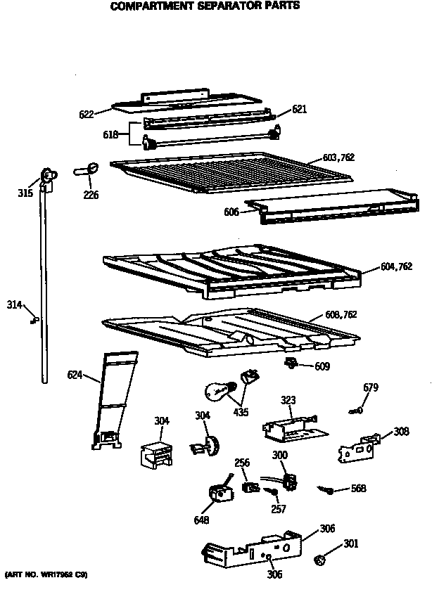 Hotpoint CTX18GASGRAD compartment separator parts diagram