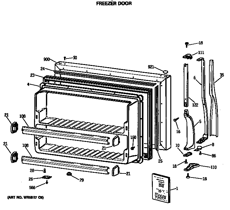 Hotpoint CTX24GISHRAD freezer door diagram