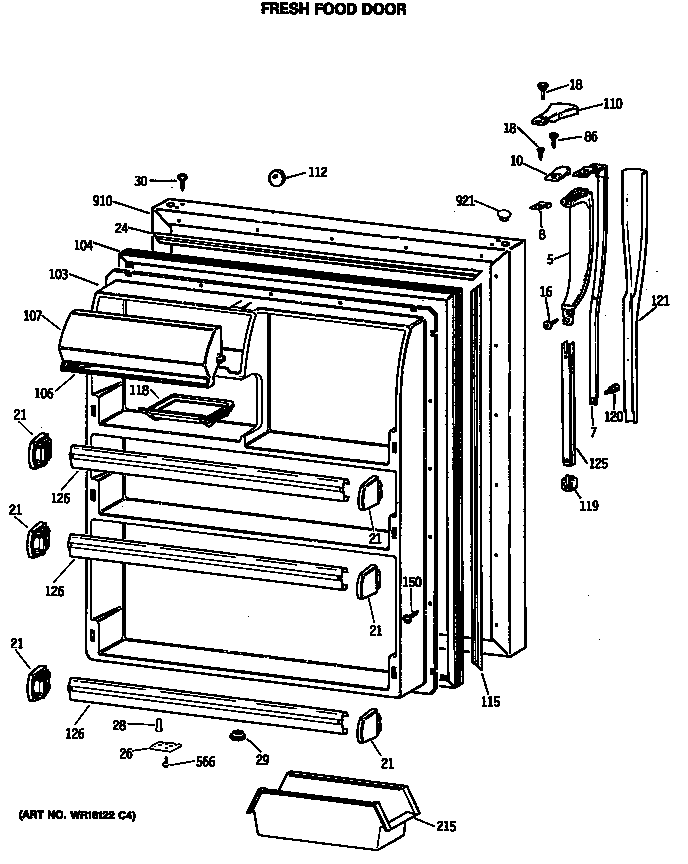 Hotpoint CTX24GISHRAD fresh food door diagram