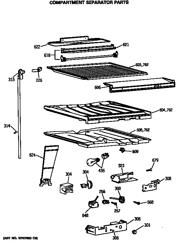 Hotpoint CTX24GISHRAD compartment separator parts diagram