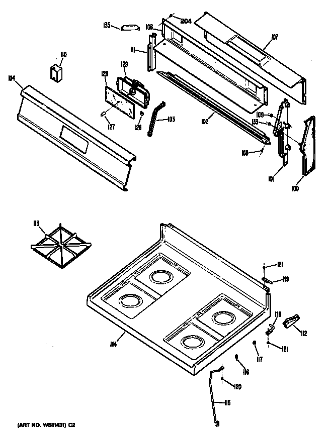 Hotpoint RGB528ER1 cooktop diagram