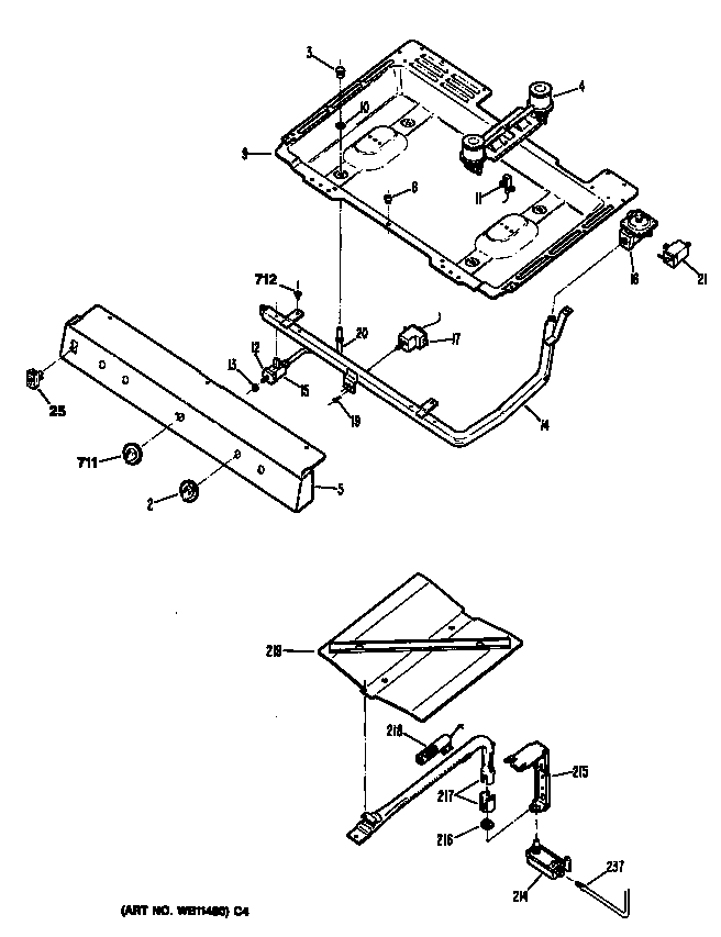Hotpoint RGB528ER1 burners diagram
