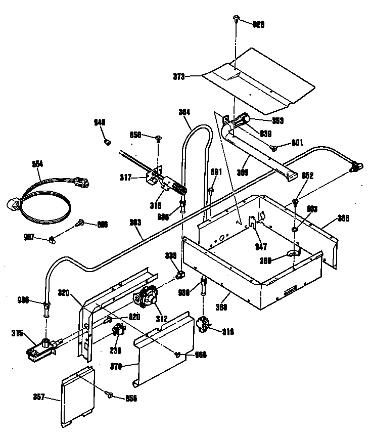 Hotpoint RGJ534GEP2BG gas lines diagram