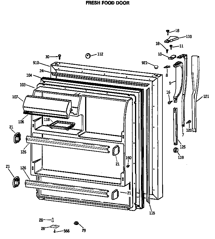 Hotpoint CTX18EASARHA fresh food door diagram