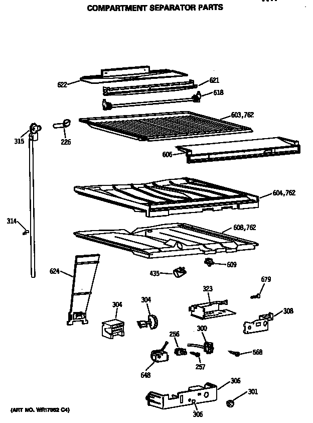 Hotpoint CTX18EASARHA compartment separator parts diagram