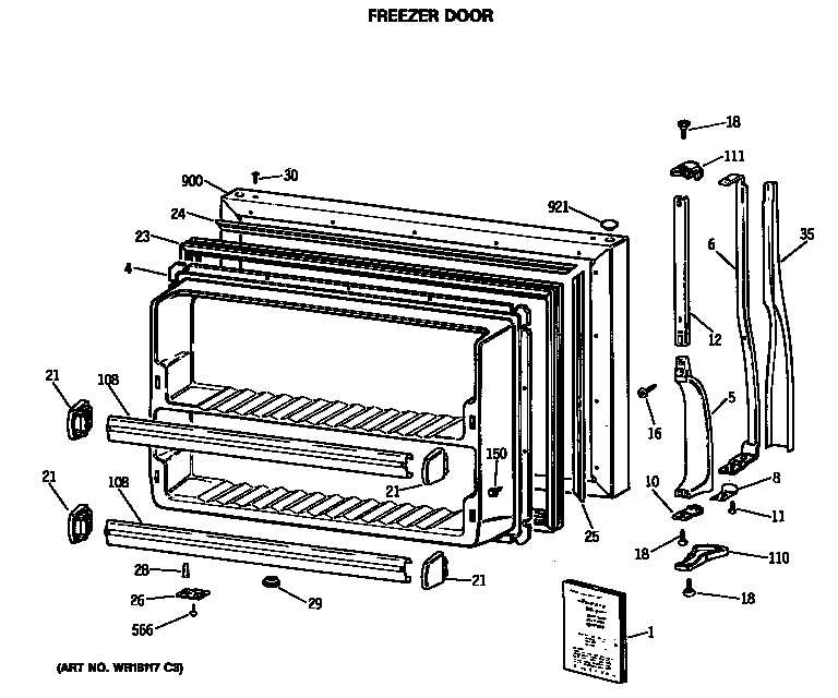 Hotpoint CTX18CASARAD freezer door diagram