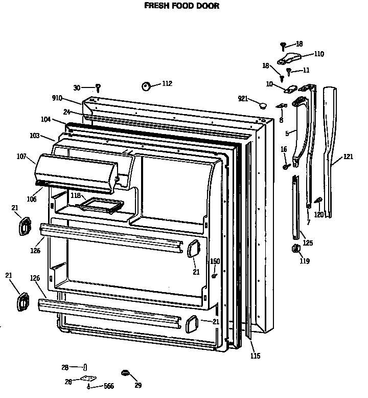 Hotpoint CTX18CASARAD fresh food door diagram