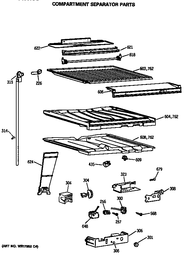 Hotpoint CTX18CASARAD compartment separator parts diagram