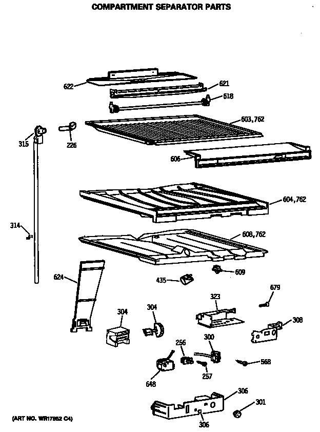 Hotpoint CTX18LASARWH compartment separator parts diagram