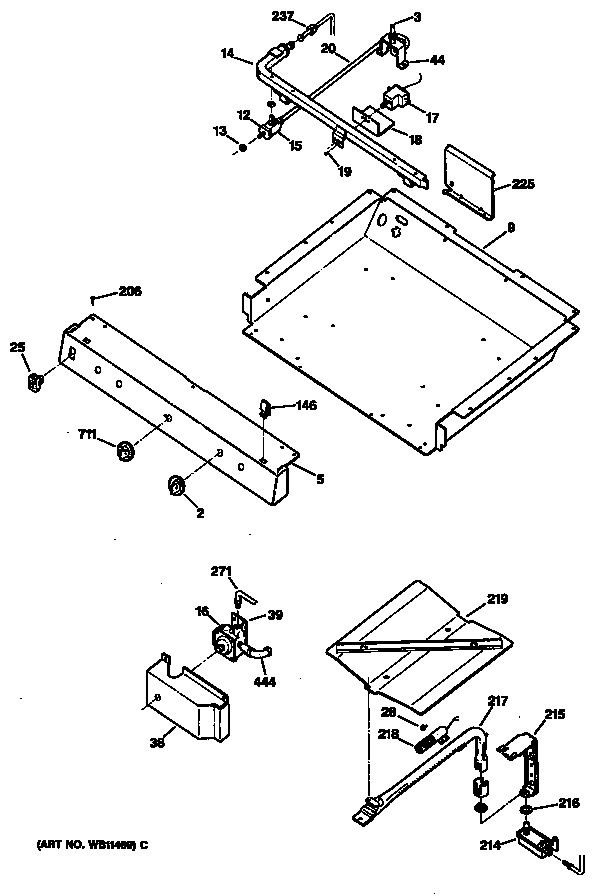 Hotpoint RGB527ET1 gas lines diagram