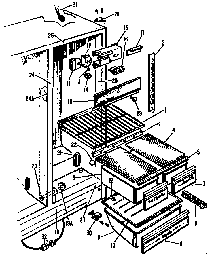 Hotpoint CSF24EMR shelves diagram