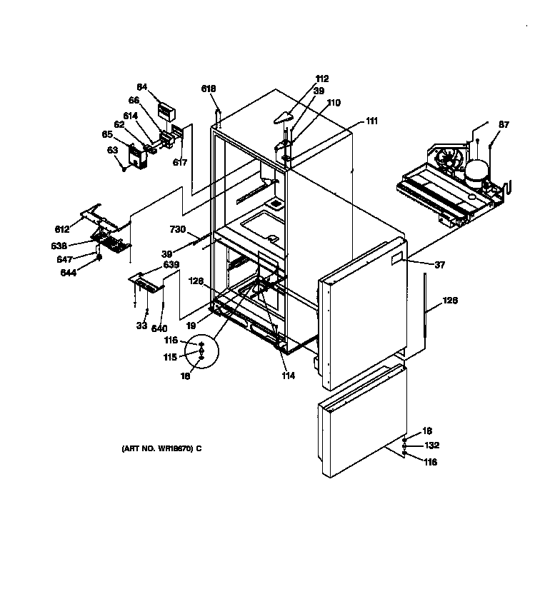 GE TCX22PACAAA controls & light covers diagram