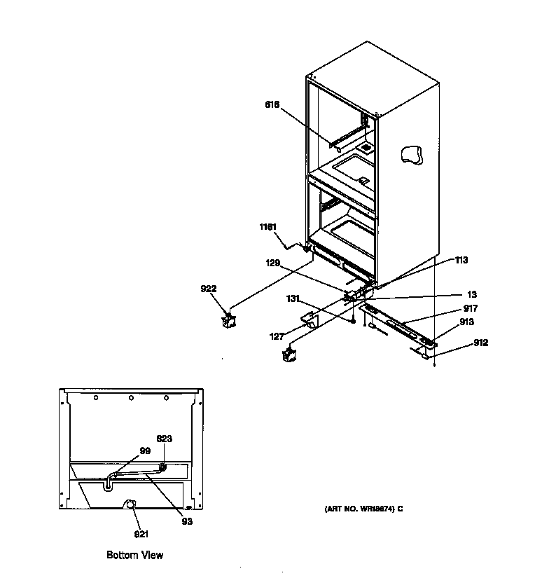 GE TCX22PACAAA insulation & roller assembly diagram