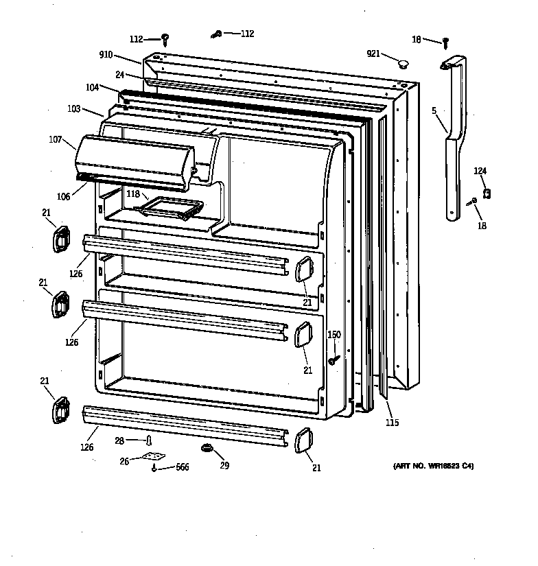 GE TBX21NICBRWW fresh food door diagram