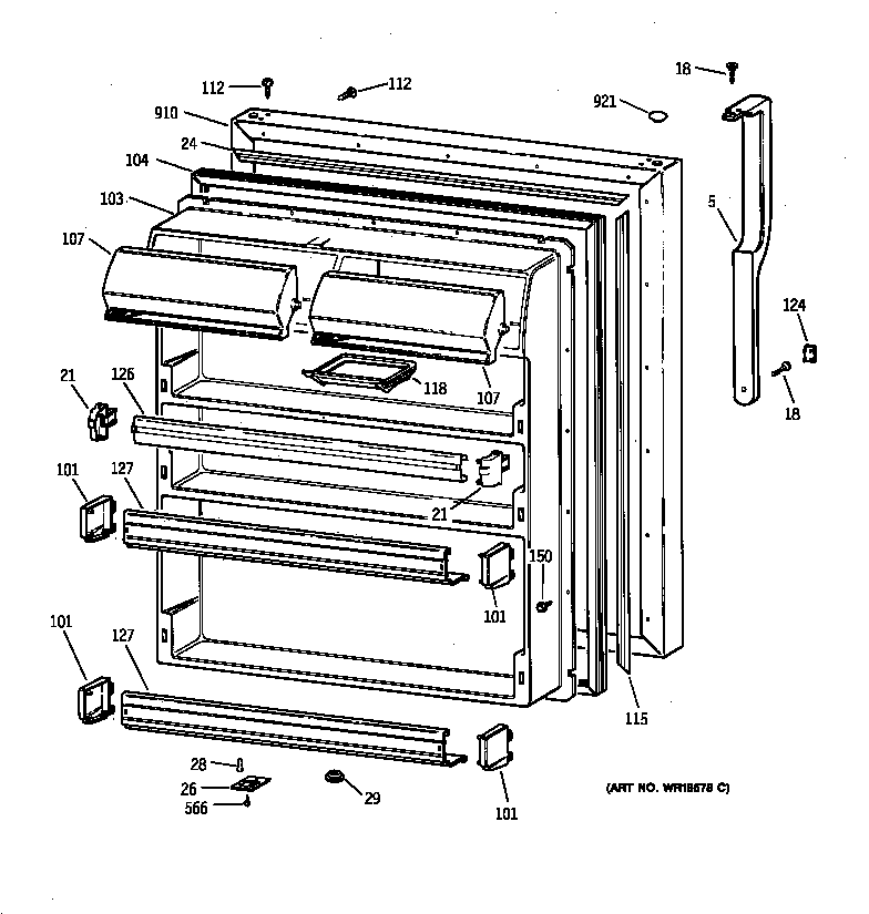 GE TBX22FICBRBB fresh food door diagram