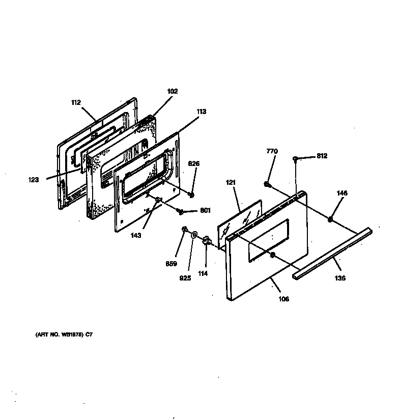 GE JSS16PW3WH door diagram
