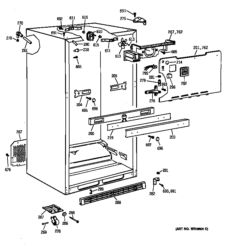 GE TBM18JACDRWW cabinet diagram