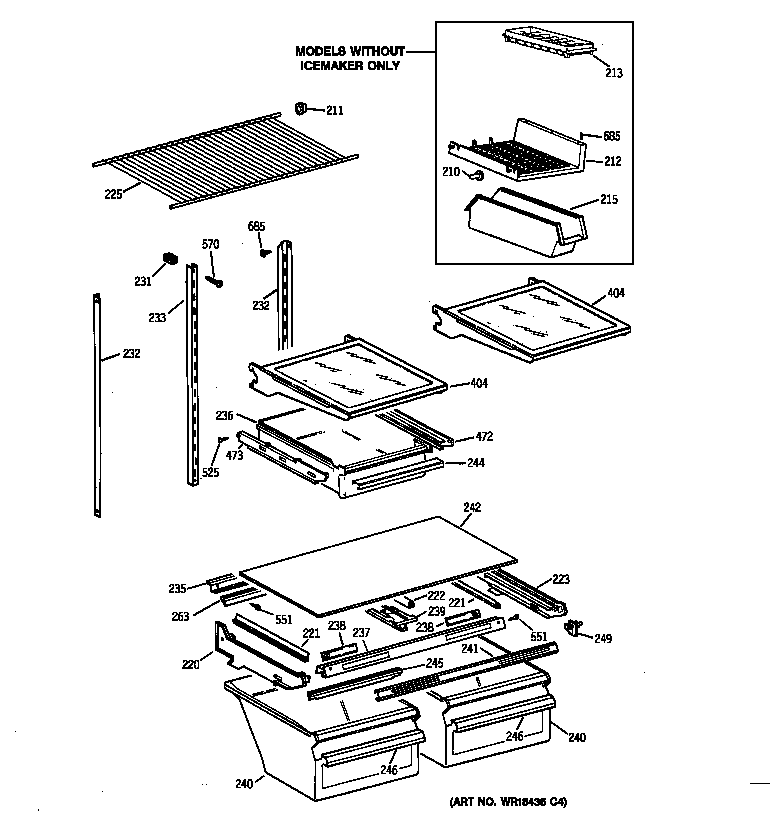 GE TBM18JACDRWW shelf parts diagram