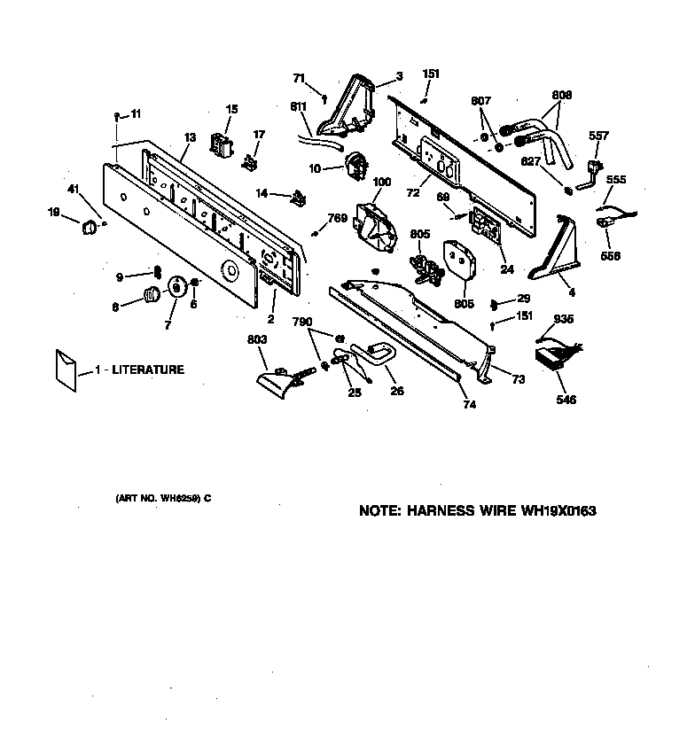 GE WSSR3120W1AA controls & backsplash diagram