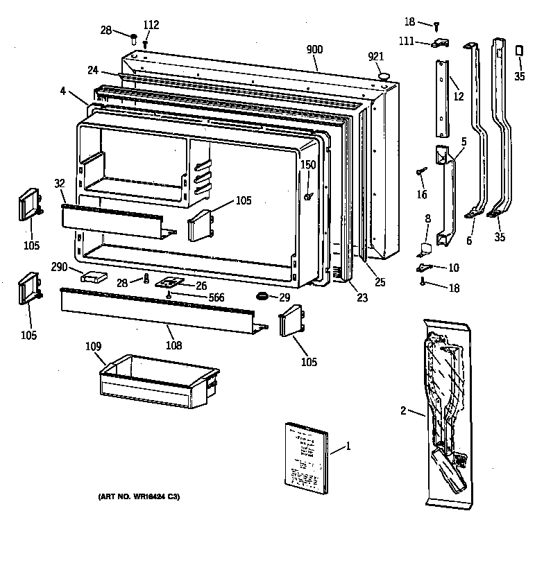 Hotpoint CTX19MACBRWW freezer door diagram