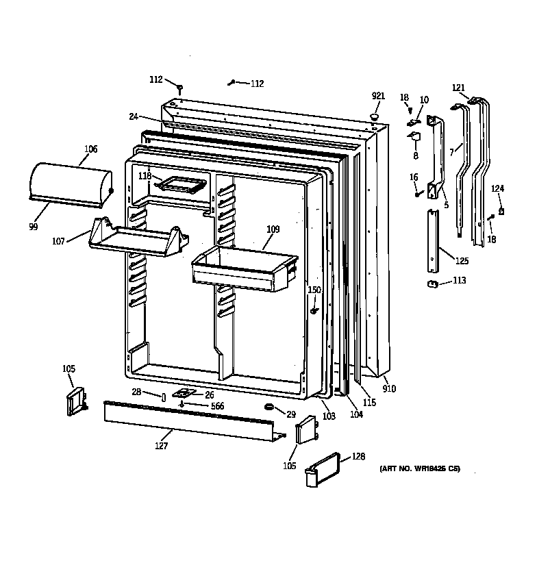 Hotpoint CTX19MACBRWW fresh food door diagram