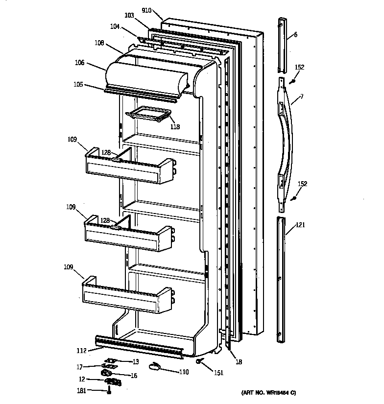 Kenmore 36358252894 fresh food door diagram