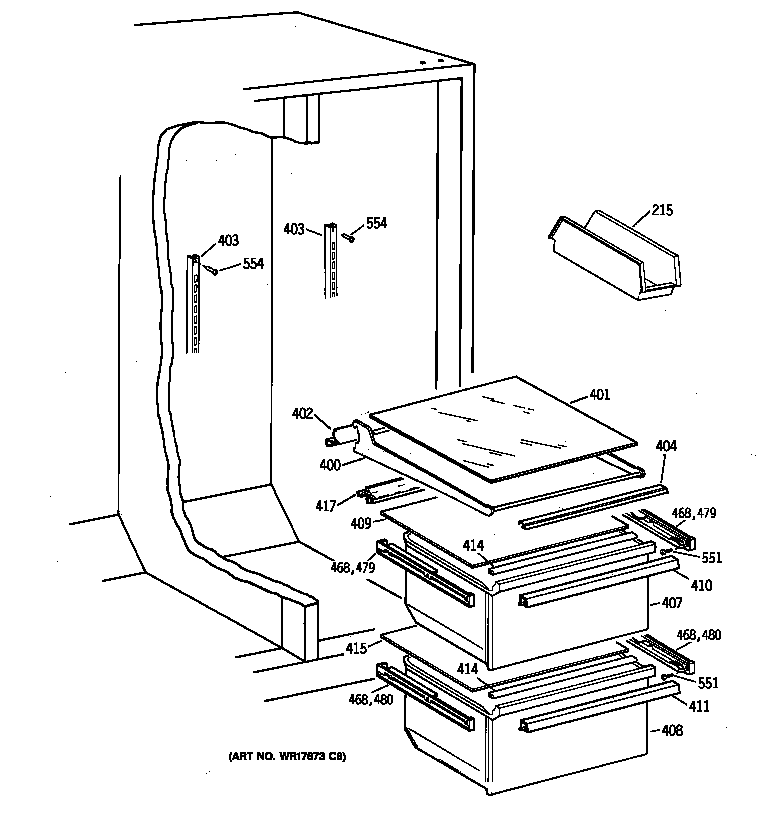 Kenmore 36358252894 fresh food section diagram