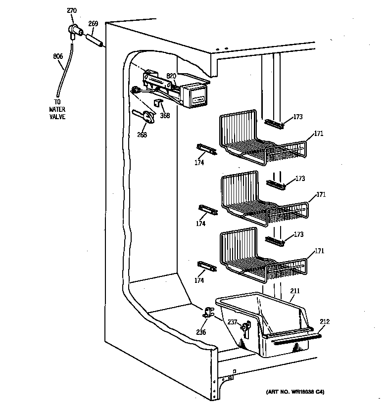 Kenmore 36358277894 freezer section diagram