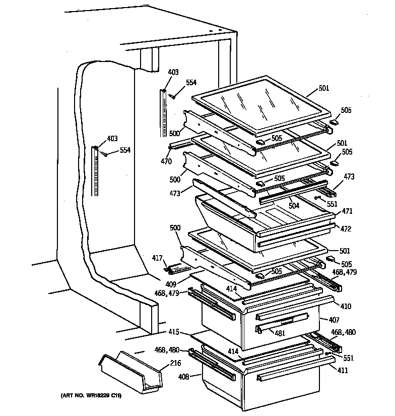 Kenmore 36358277894 fresh food section diagram