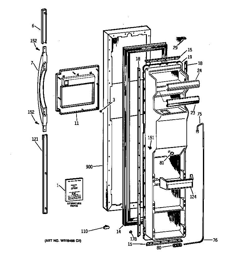 Kenmore 36358775894 freezer door diagram