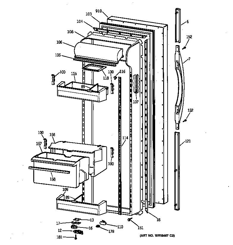 Kenmore 36358775894 fresh food door diagram