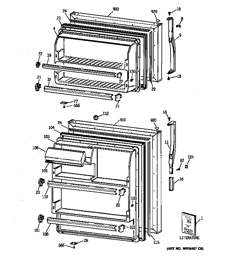 Kenmore 36369462991 doors diagram