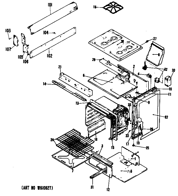 Hotpoint RGS525GEJ1 gas range diagram