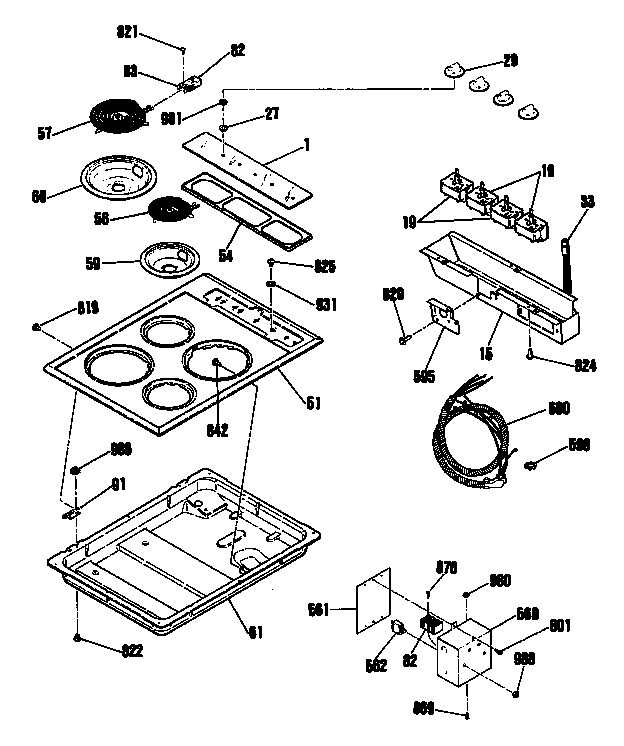 Hotpoint PR230K1 electric cooktop diagram