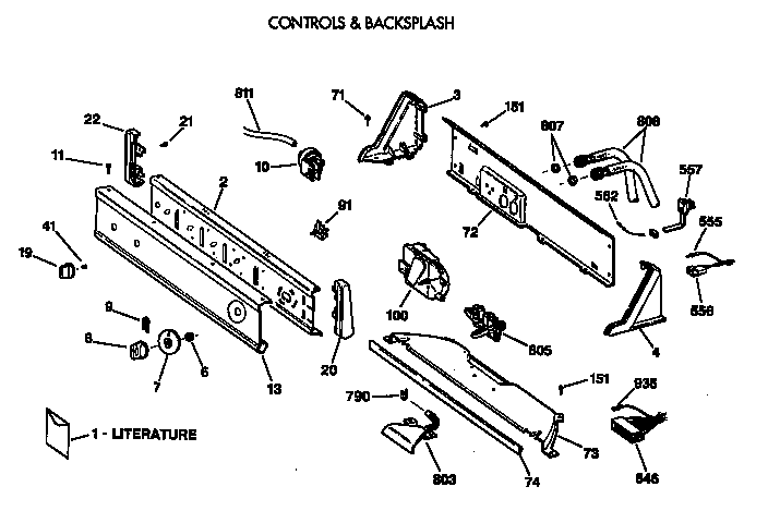 Hotpoint VBXR106072WB controls & backsplash diagram