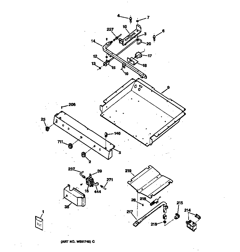 Hotpoint RGB532BEW1AD gas & burner parts diagram