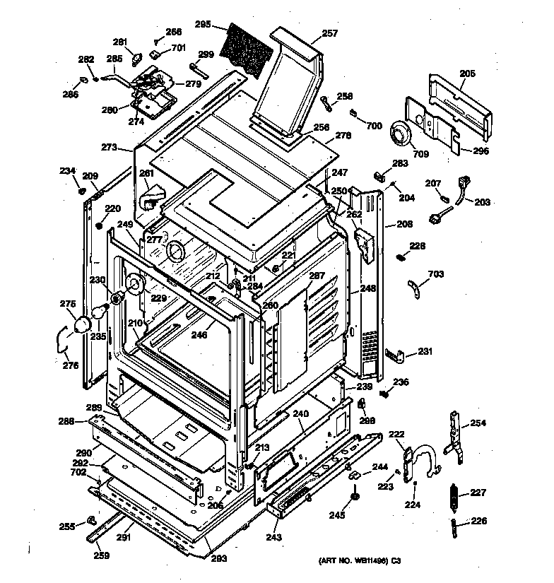 Hotpoint RGB745GEV3AD body parts diagram