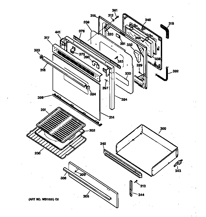 Hotpoint RGB745GEV3AD door & drawer parts diagram