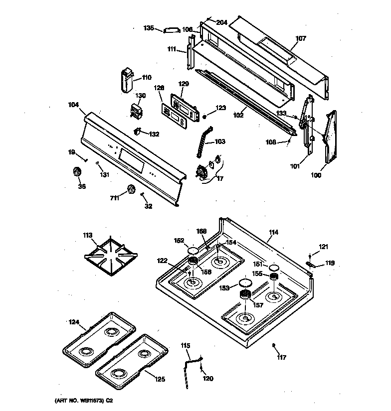 Hotpoint RGB745GEV3AD control panel & cooktop diagram