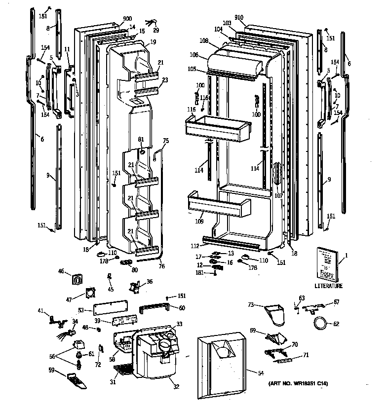 Hotpoint CSK25GRYDAA doors diagram
