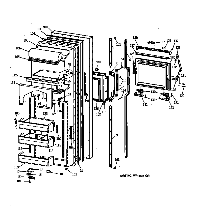 Hotpoint CSK27DHXDAA fresh food door diagram
