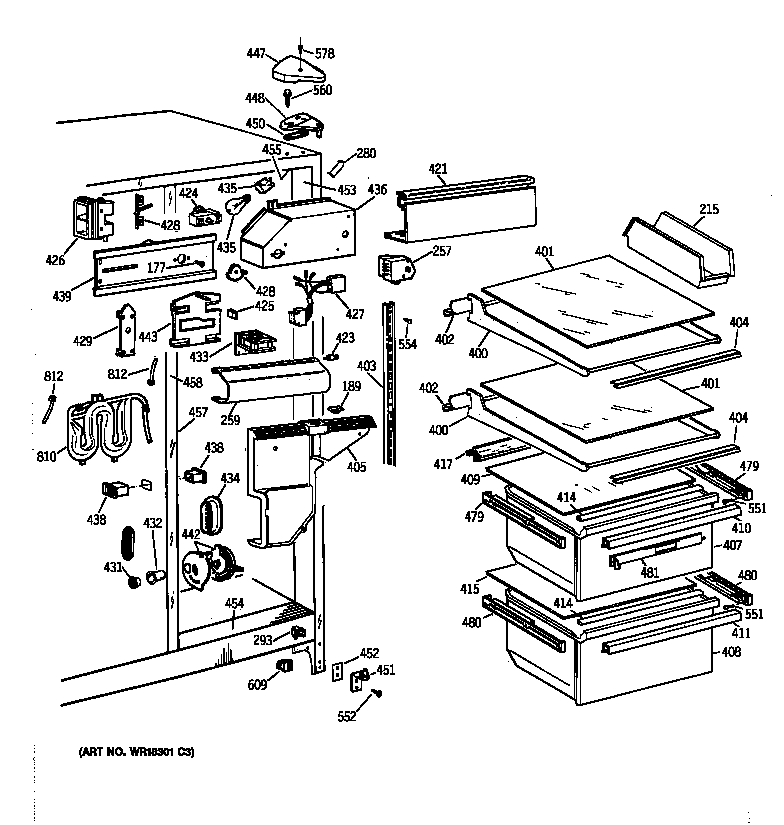 Hotpoint CST25GRYDAA fresh food section diagram