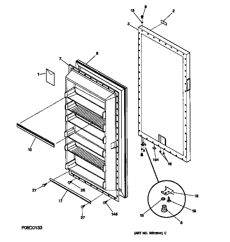 GE FUM21SAARWH door diagram